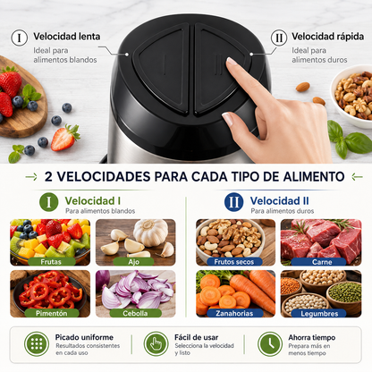 Picadora Eléctrica de Acero Inoxidable 🔪 | Pica Verduras y Carne en Segundos